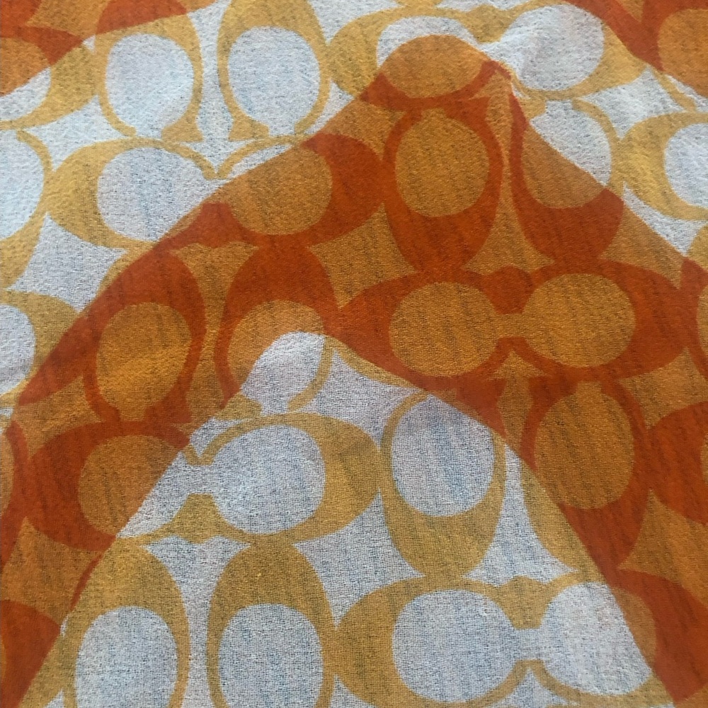 Coach Orange Patterned Scarf - Picture 2 of 4